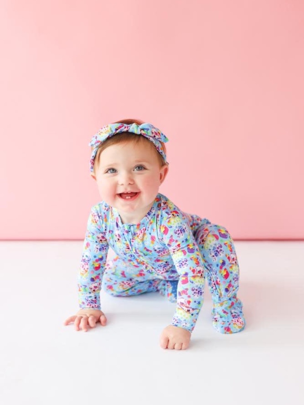 Posh Peanut x Lisa Frank Spotty Dotty Footie Ruffled Zippered One Piece
